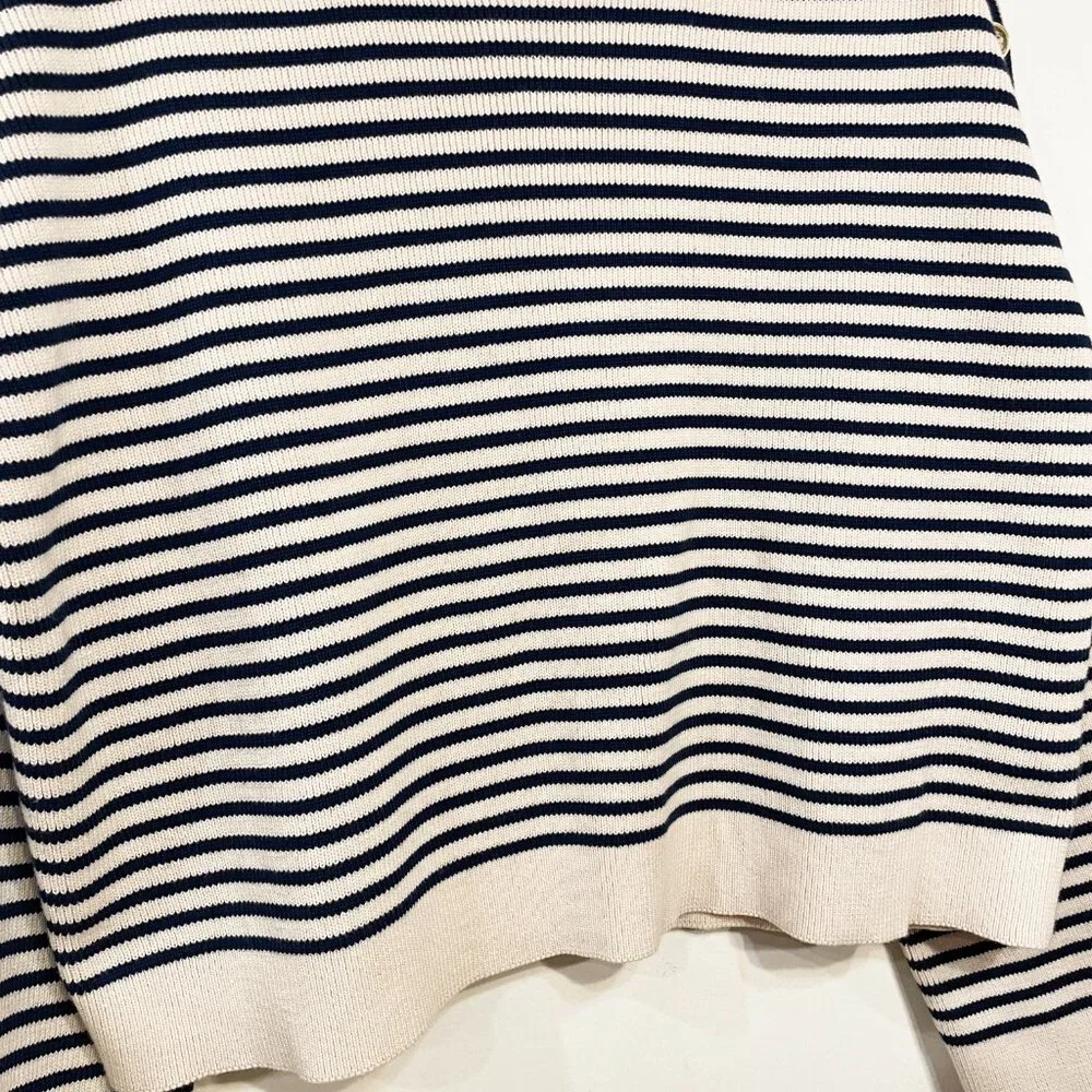 Last Chance! EUC Sezane Daisy 100% Cotton Striped Sweater Ecru Navy XXL - Picture 5 of 9